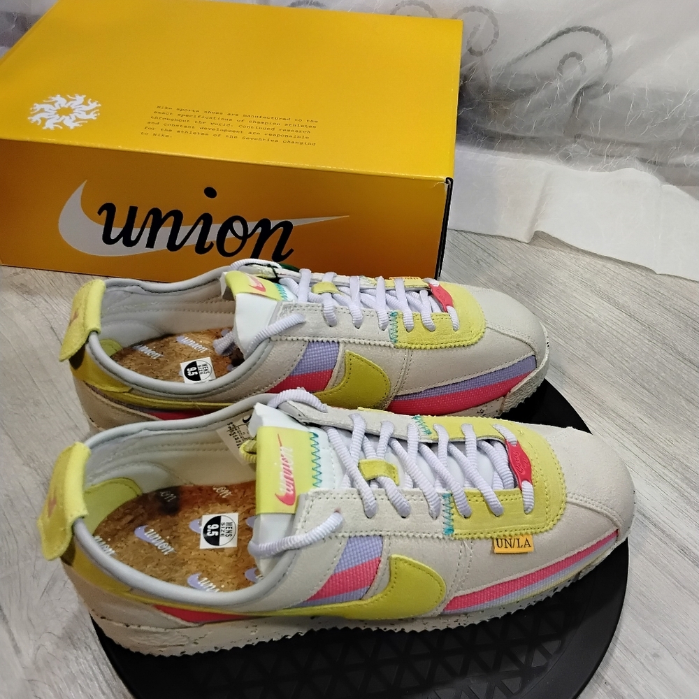.NEW Nike Cortez X Union Sp LA Lemon Sneaker Limited Edition Colab Size M9.5 W11 - Picture 2 of 14